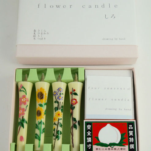手描き和ろうそく flower candle[白]